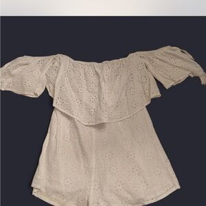 Elan White Eyelet Romper